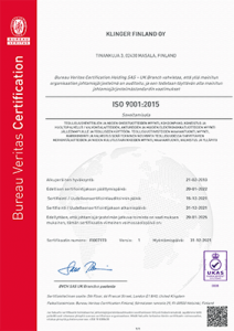 Bureau Veritas sertifikaatti ISO 9001:2015 suomi